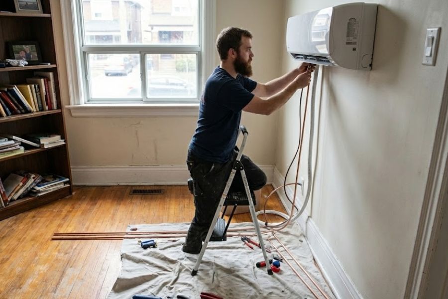 ductless mini split ac wall unit installation