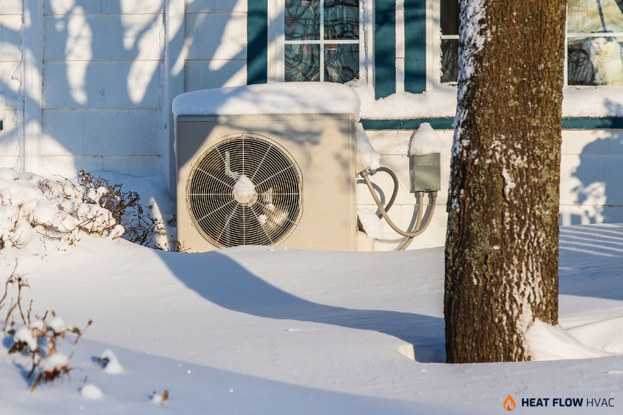 clearing snow from heat pump safely