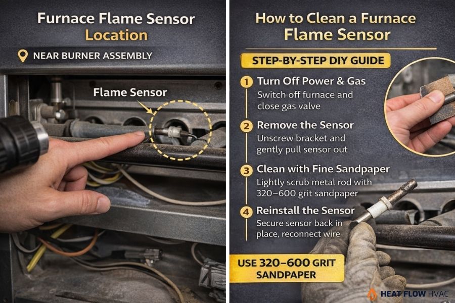 cleaning flame sensor step by step