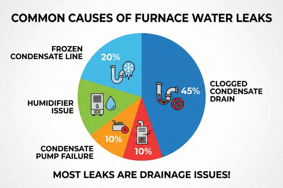 chart common causes why furnace leaks water