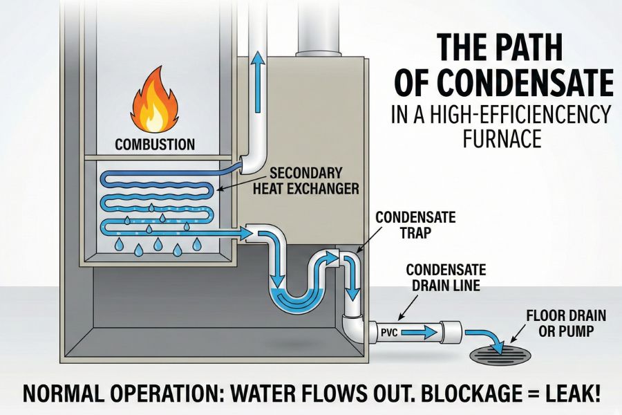 diagram how high efficiency furnace condensate drains