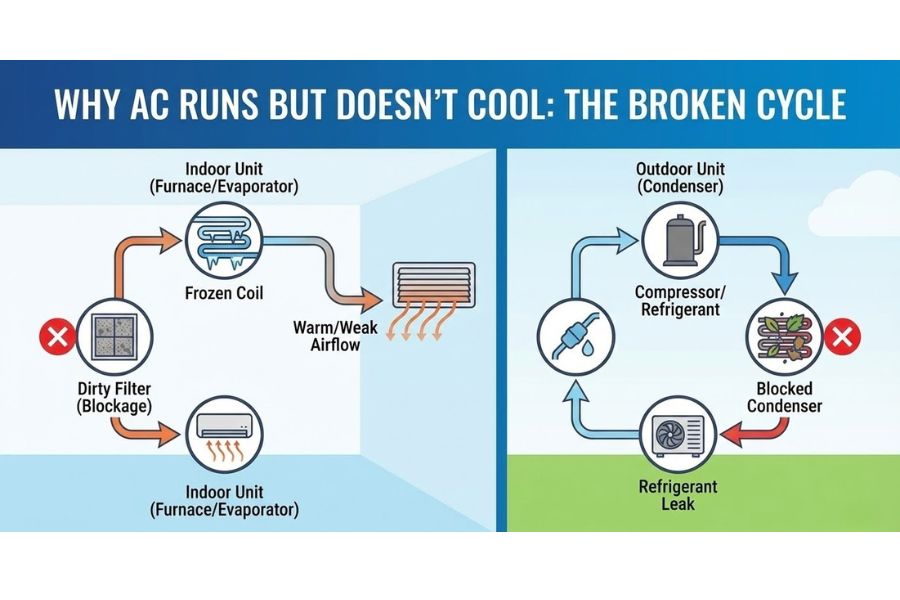 ac cooling cycle diagram broken